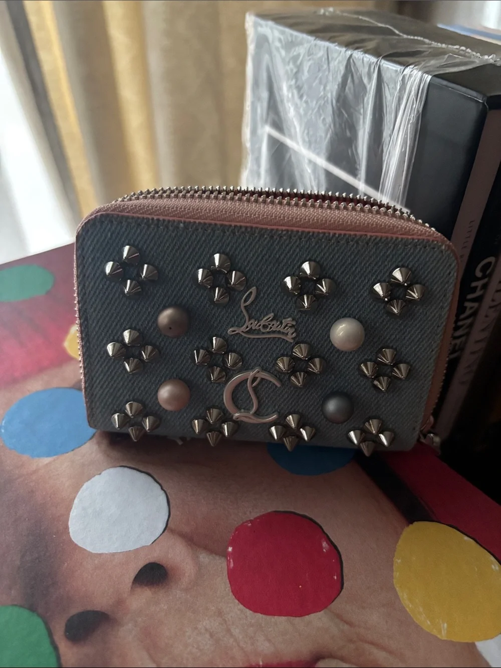 Christian Louboutin Compact Denim Zipper Wallet